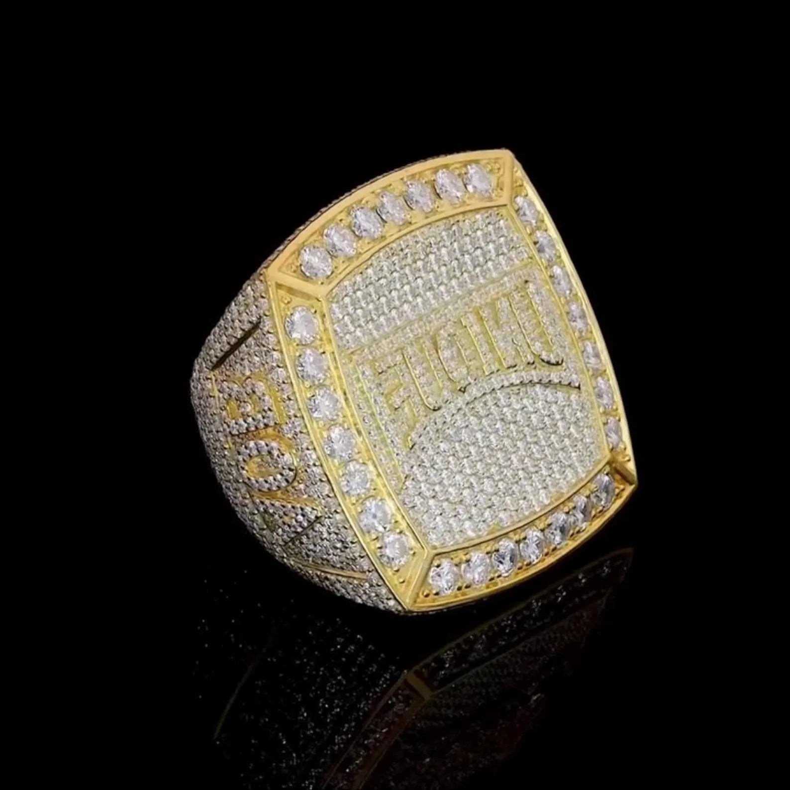 Fully Iced VVS Moissanite Sterling Silver Ring IGI Certified Gold Hip Hop Unisex Custom Star Championship Brilliant Cut Prong