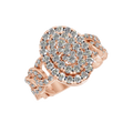 Bold Oval Cluster Diamond Ring Rose Gold Custom Fine Jewelry Chain Link Style Real Natural Stone Engagement Ring Handmade India