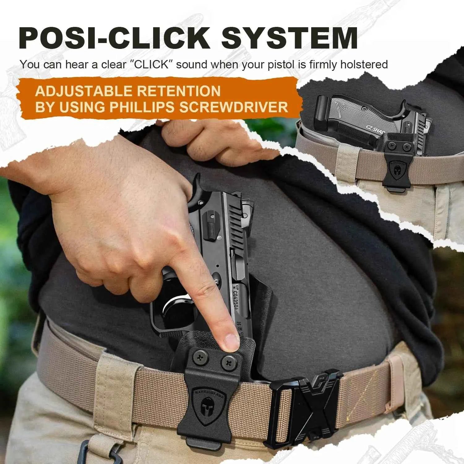 Fit CZ Shadow 2 Compact/ CZ Shadow 2,IWB Kydex Right Holster,Claw,Inside Waistband Conceal Carry,Mounting sight,Lock Click Sound