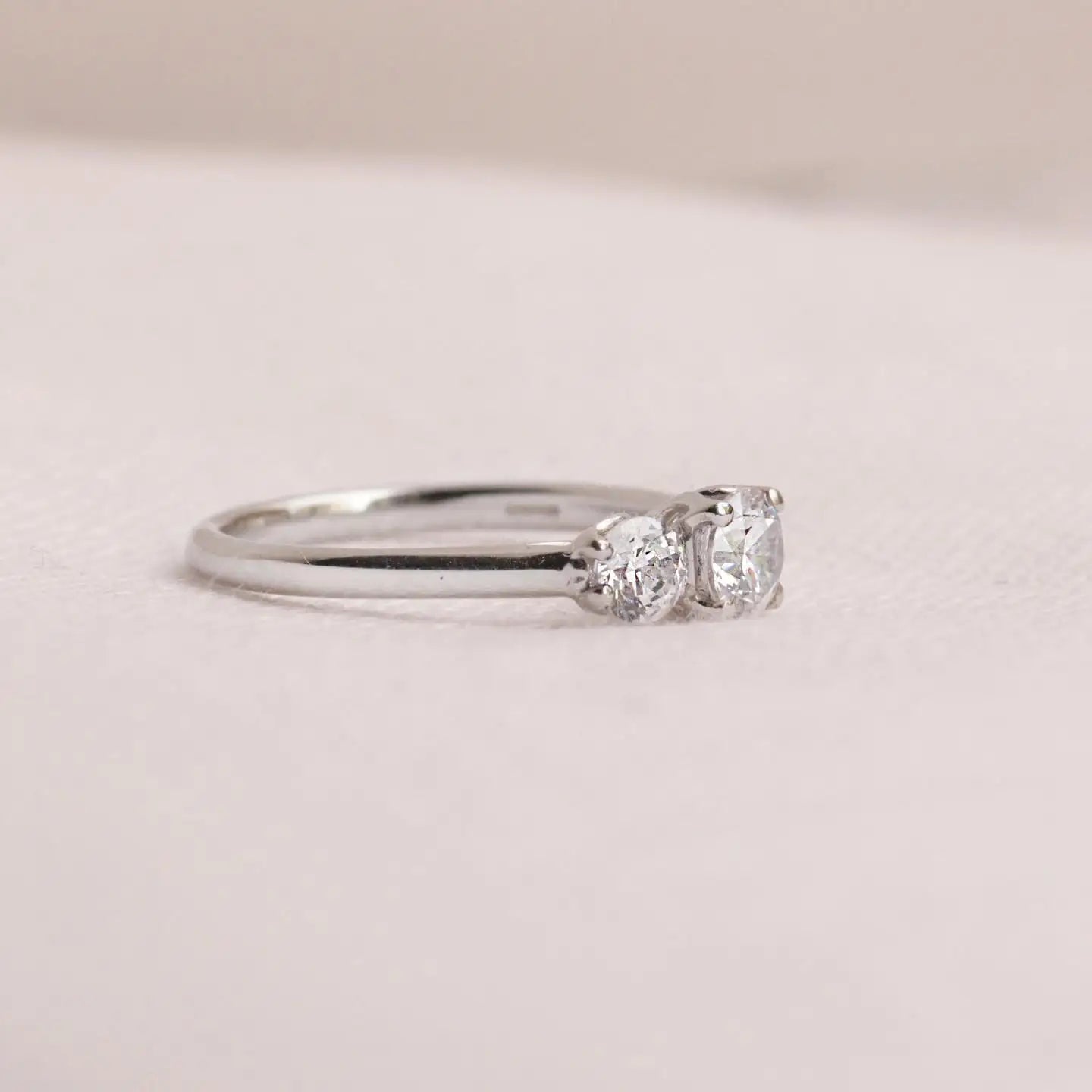 6.5mm Round Cut Moissanite Engagement Ring | Three Stone Gold or Silver Ring | Bridal Wedding Anniversary Fine Jewelry OEM