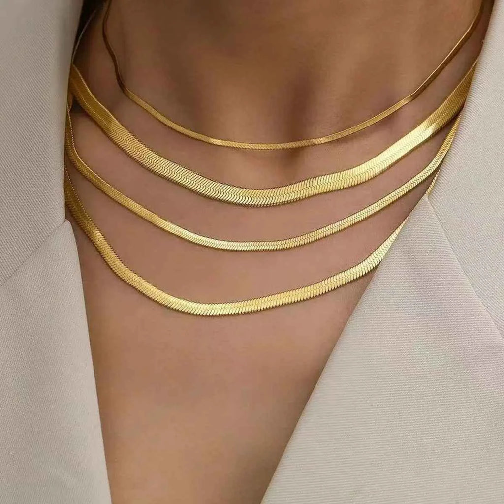 1pc New Fashion Unisex Snake Chain Choker Necklace Stainless Steel 2/3/4/5mm Gold Color Chain Necklace For Women Jewelry