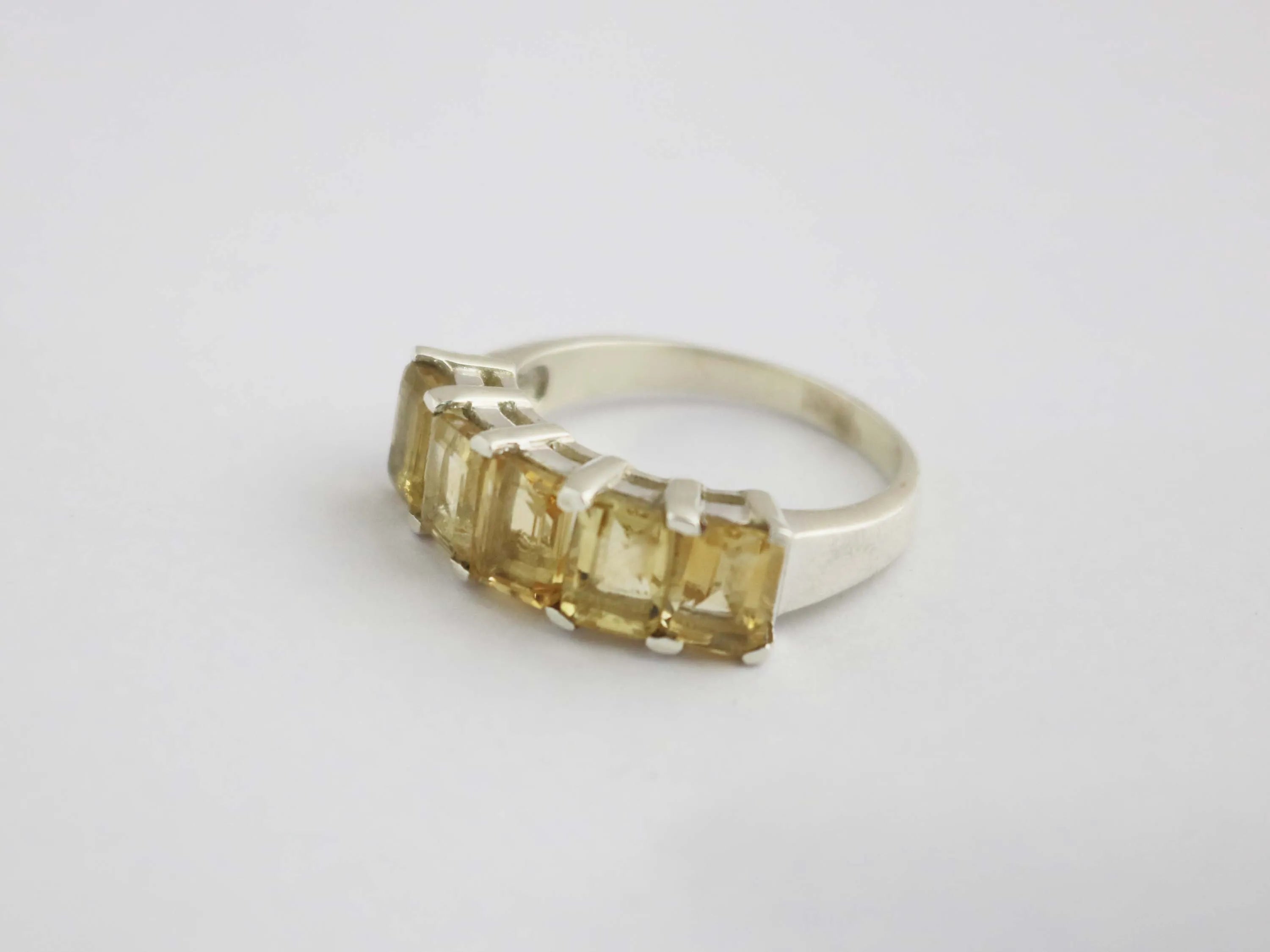 Natural Citrine Octagon Prong Set 925 Sterling Silver Handmade Chunky November Birthstone Ring