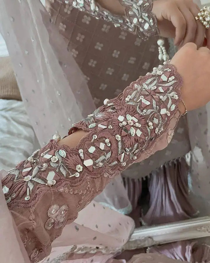 Tennecy Unique Design Silk Salwar Kameez Matching Palazzo Dupatta Set Indian Pakistan Diwali Wedding Parties Wrinkle-Free
