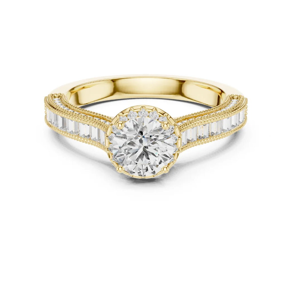 Trendy Fancy Round and Baguette Diamond Ring IGI Certified Lab Grown Stones Perfect for Engagement Wedding Luxury Gifts
