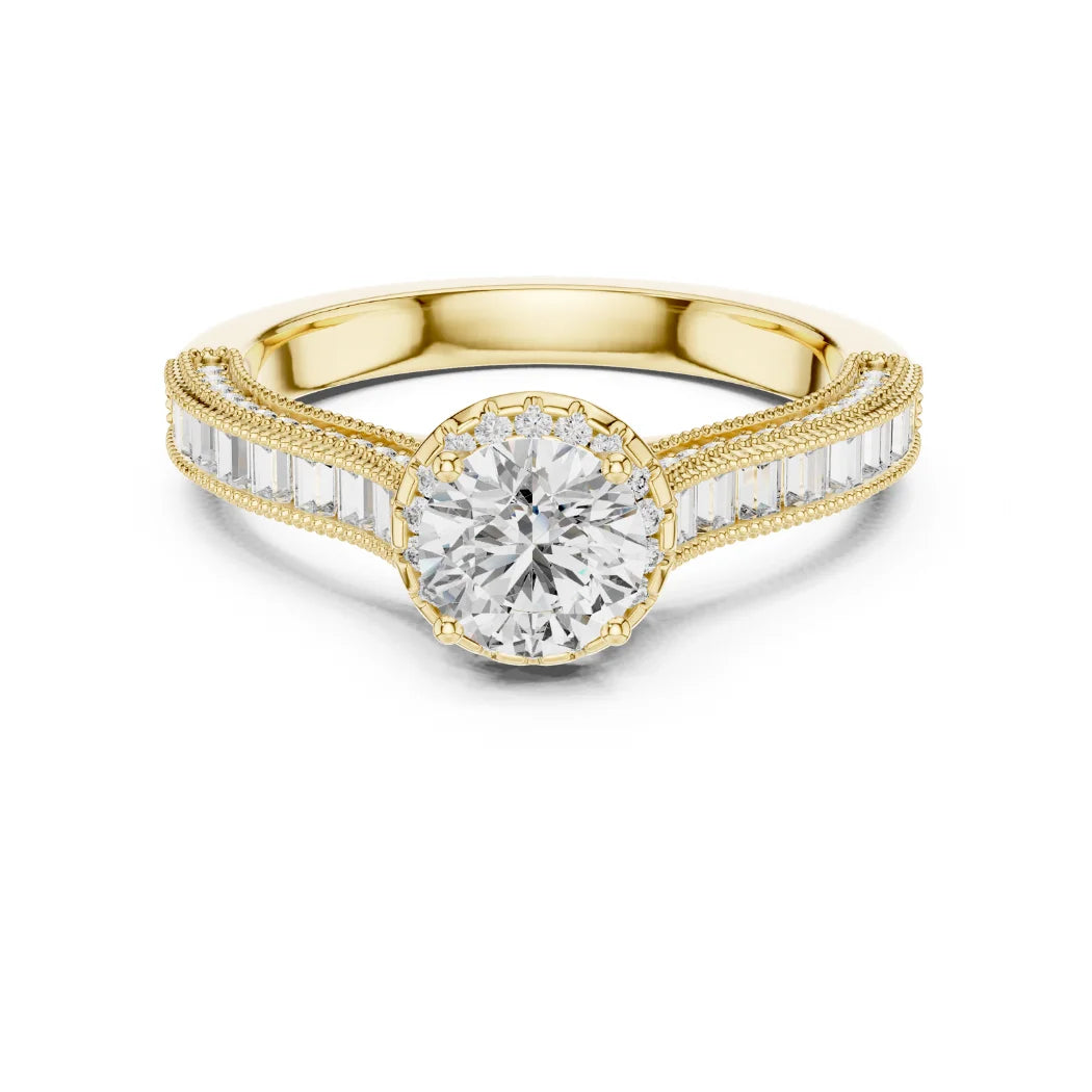 Trendy Fancy Round and Baguette Diamond Ring IGI Certified Lab Grown Stones Perfect for Engagement Wedding Luxury Gifts