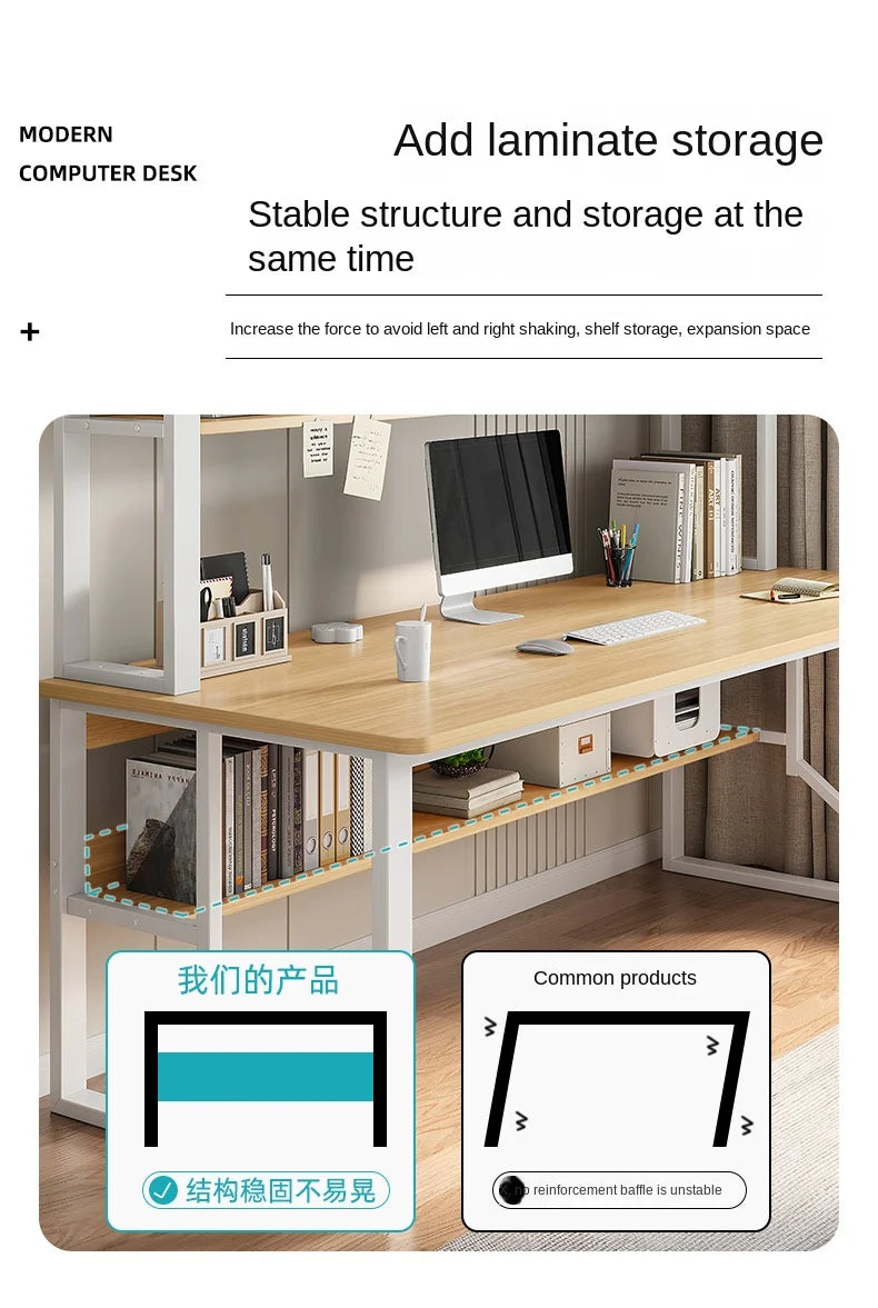Computer Study Desk With Storage Bookshelf Office Workstation Organizer Desk for Home Students Professionals Length 100/120cm