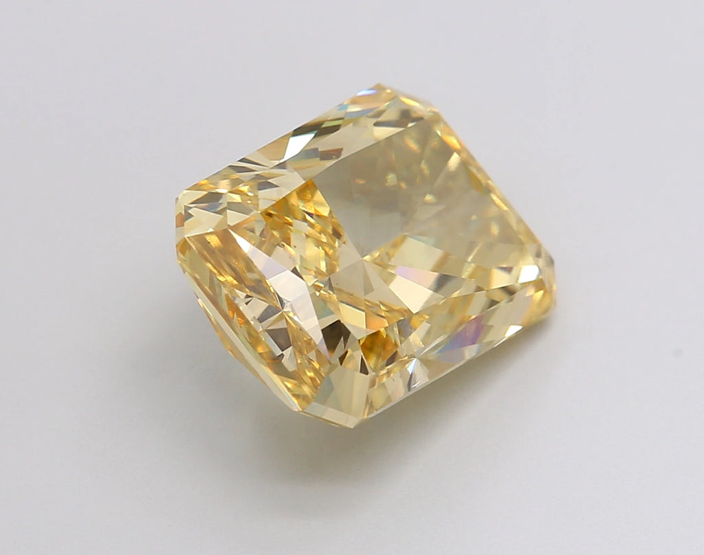 8.58 Carat Radiant Fancy Vivid Yellow Colored CVD Lab Grown Diamond High Quality Luxury Jewelry Piece
