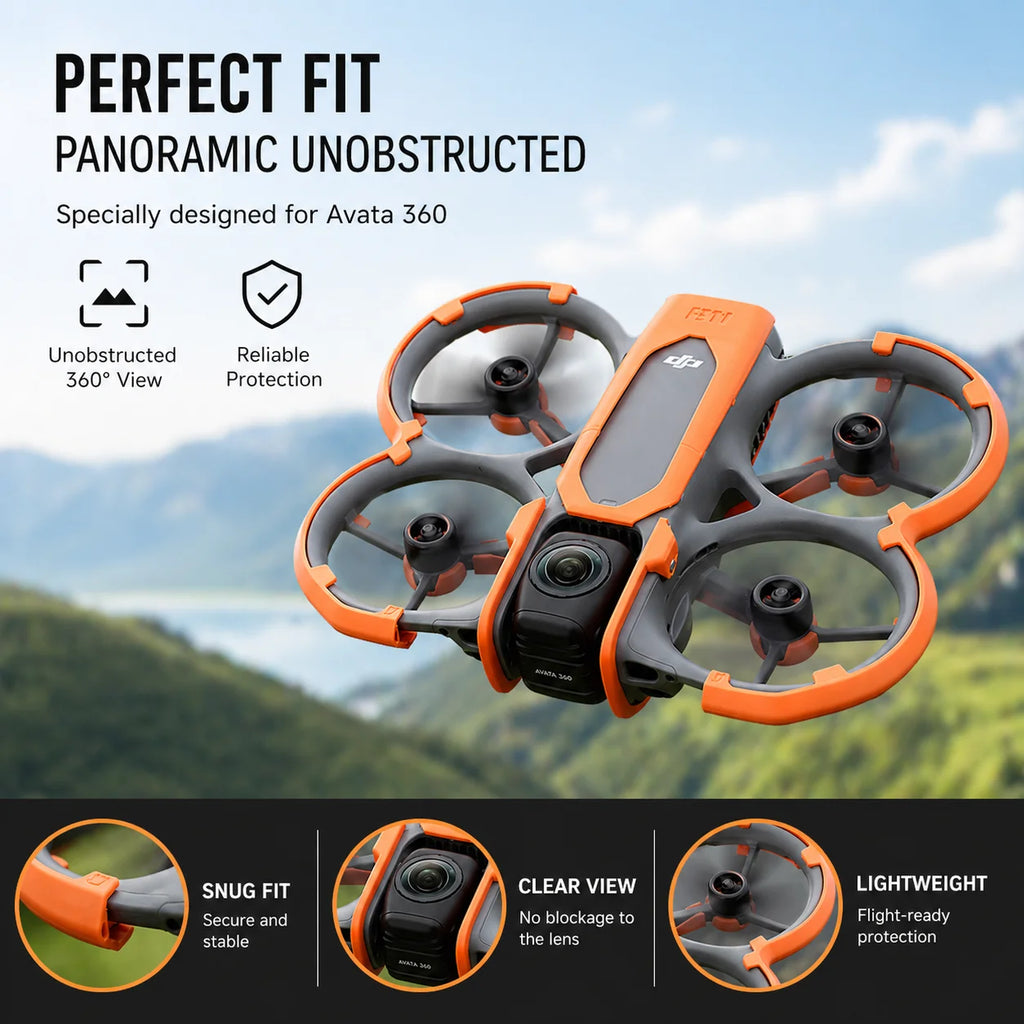 DJI Avata 360 Lightweight Full Protection Kit No Vision Blocking, No Panoramic Interference, Super Snug Fit, ABS 360° Armor
