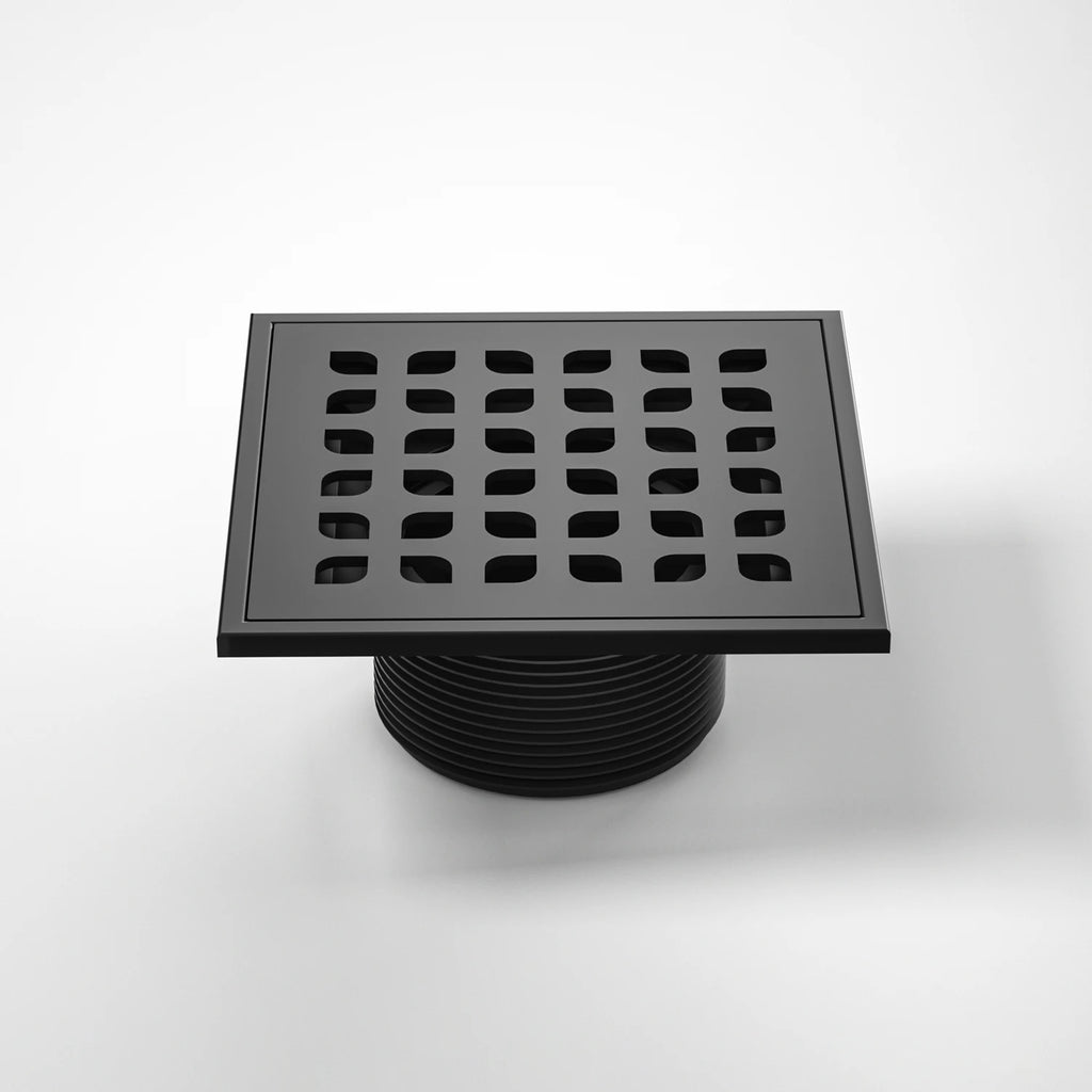 Dropshipping Available Modern 6x6 Inch Black Stainless Steel Square Floor Drain Rectangle Design Plastic Base for Bathroom Use
