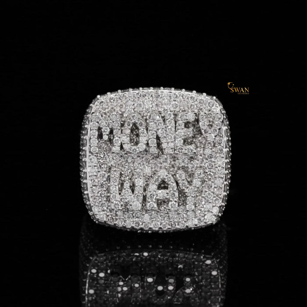 Stylish 10K Solid Gold IGI Certified Lab Grown Diamonds Fully Iced Out Hip Hop Party Ring for Men's Trendy Fashion