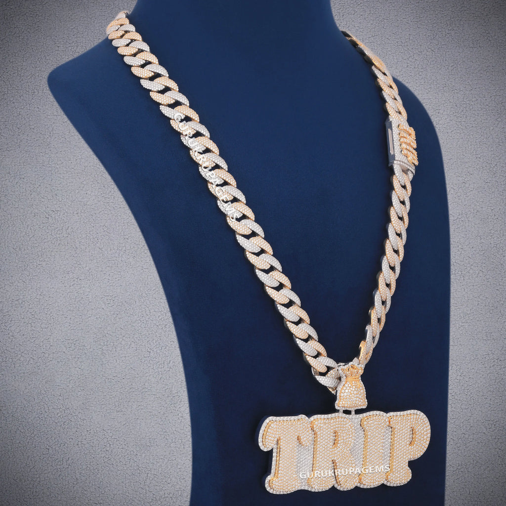 High Quality Hand-made Custom Hip Hop Pendant Necklace Iced Out Fashion 925 Silver VVS Moissanite Name Letter Pendant Mens
