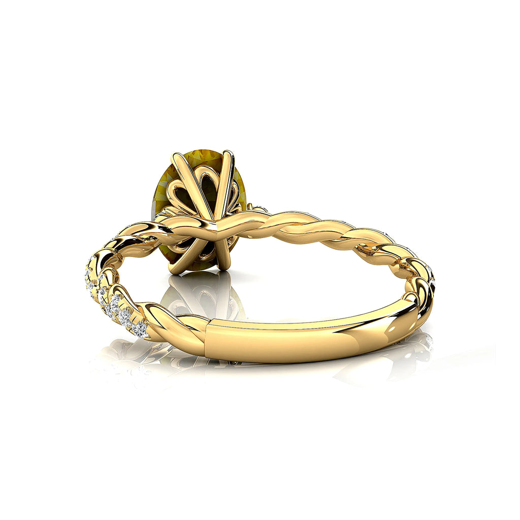 18k Solid Gold Lab Grown Yellow Sapphire Gemstone & Real Diamonds Ring Fine Jewelry Classic Wedding Engagement Ring OEM