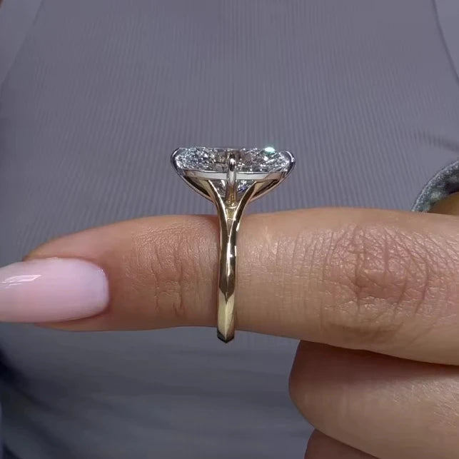 Elegant 12x8mm Oval Cut Moissanite Solitaire Engagement Ring Yellow Gold Plated Wedding Ring Fine Jewelry For Women Wholesale
