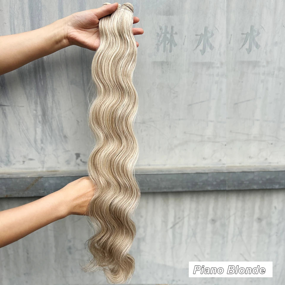 Magicae 30Inches 200G Piano Blonde SP12/16/613 Ombre Brown 6# Body Wave Bundles High Temperature Synthetic Hair Extensions