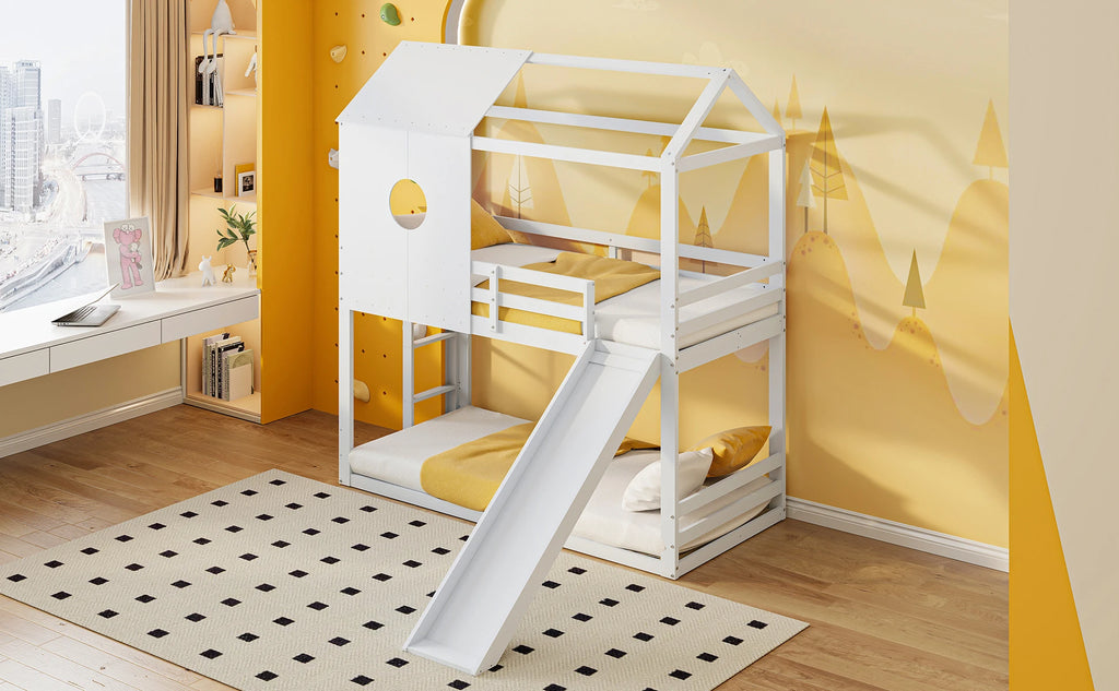 Rosahqnda children's high bed 90x200 cm 140x200 cm, children's bed with crash protection, stair, storage space, bunk bed, solid wood
