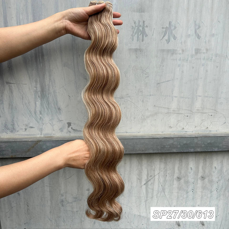 Magicae 30Inches 200G Piano Blonde SP12/16/613 Ombre Brown 6# Body Wave Bundles High Temperature Synthetic Hair Extensions