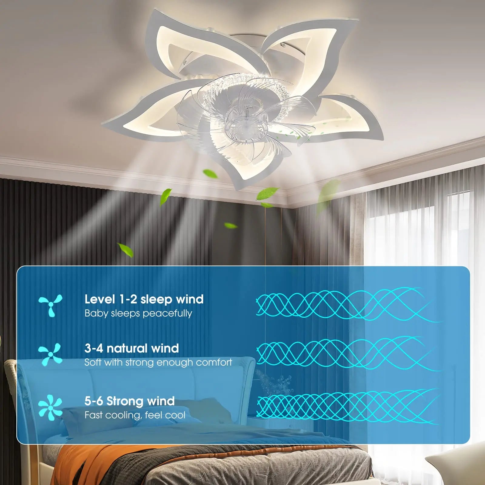 IRALAN home appliances LED ceiling fan light modern smart switch ceiling fan with light home interior decoration fan light