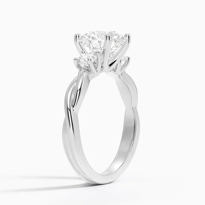 High End Heart Cut VVS Lab Grown Diamond Luxury Style 14k Solid Gold Iconic Three Stone Engagement Ring For Women At Lower Price