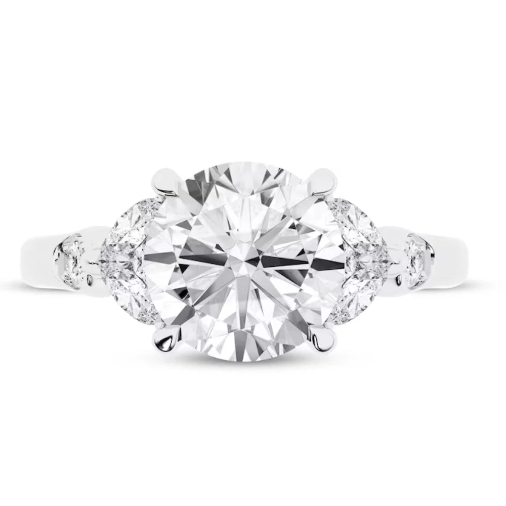 5 Carat Round Lab Grown Diamond Solitaire Wedding and Engagement Ring 14K White Gold F Color VVS2 Clarity Direct Manufacturer