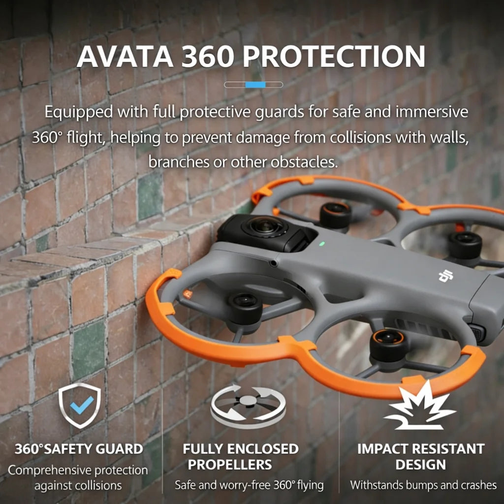DJI Avata 360 Lightweight Full Protection Kit No Vision Blocking, No Panoramic Interference, Super Snug Fit, ABS 360° Armor