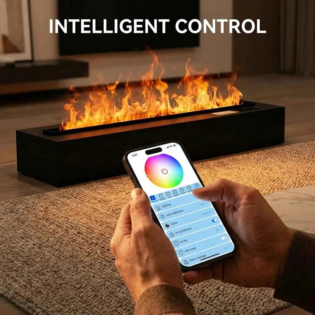 Water Electric Fireplace 3D Mist Fireplace Embedded Realistic Mist Flame Remote Control APP Interior Decoration Steam Fireplace