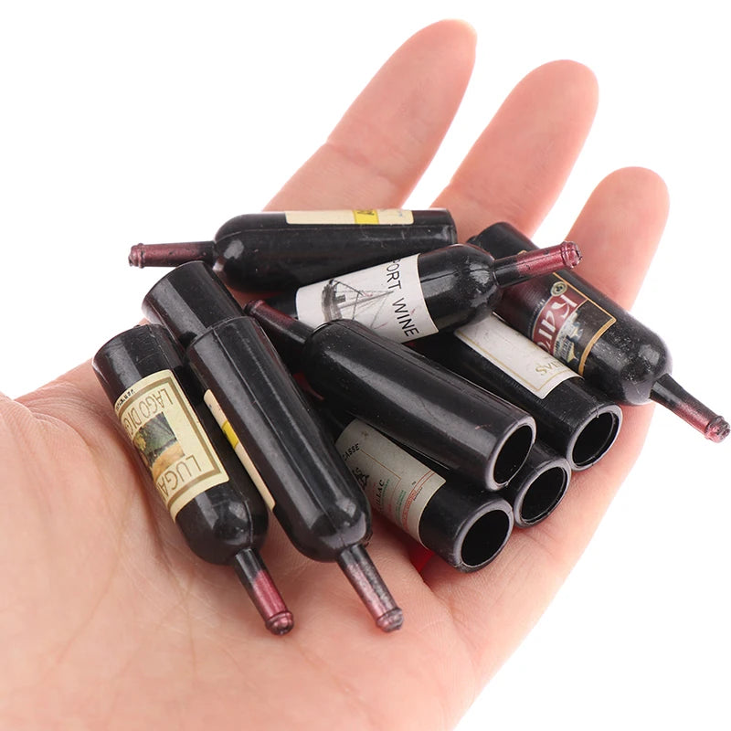 10Pcs/Lot 1/12 Dollhouse Miniature Mini Simulation Wine Bottle Accessories Decor Furniture Model Toys Children Gifts