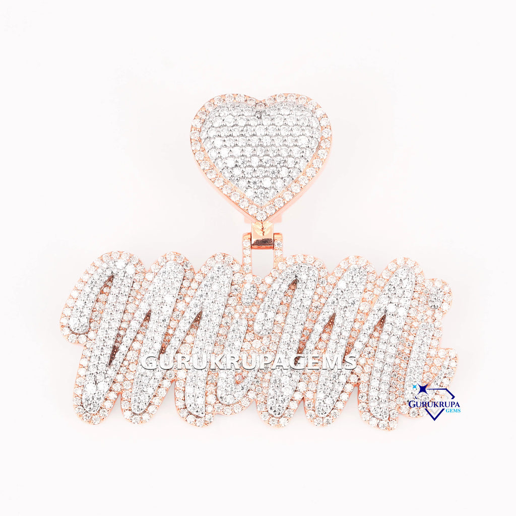 Trendy Hip Hop Name Pendant Custom Lab Grown Diamond 925 Sterling Silver Iced Out Heart Bail Design Pendant For Unisex