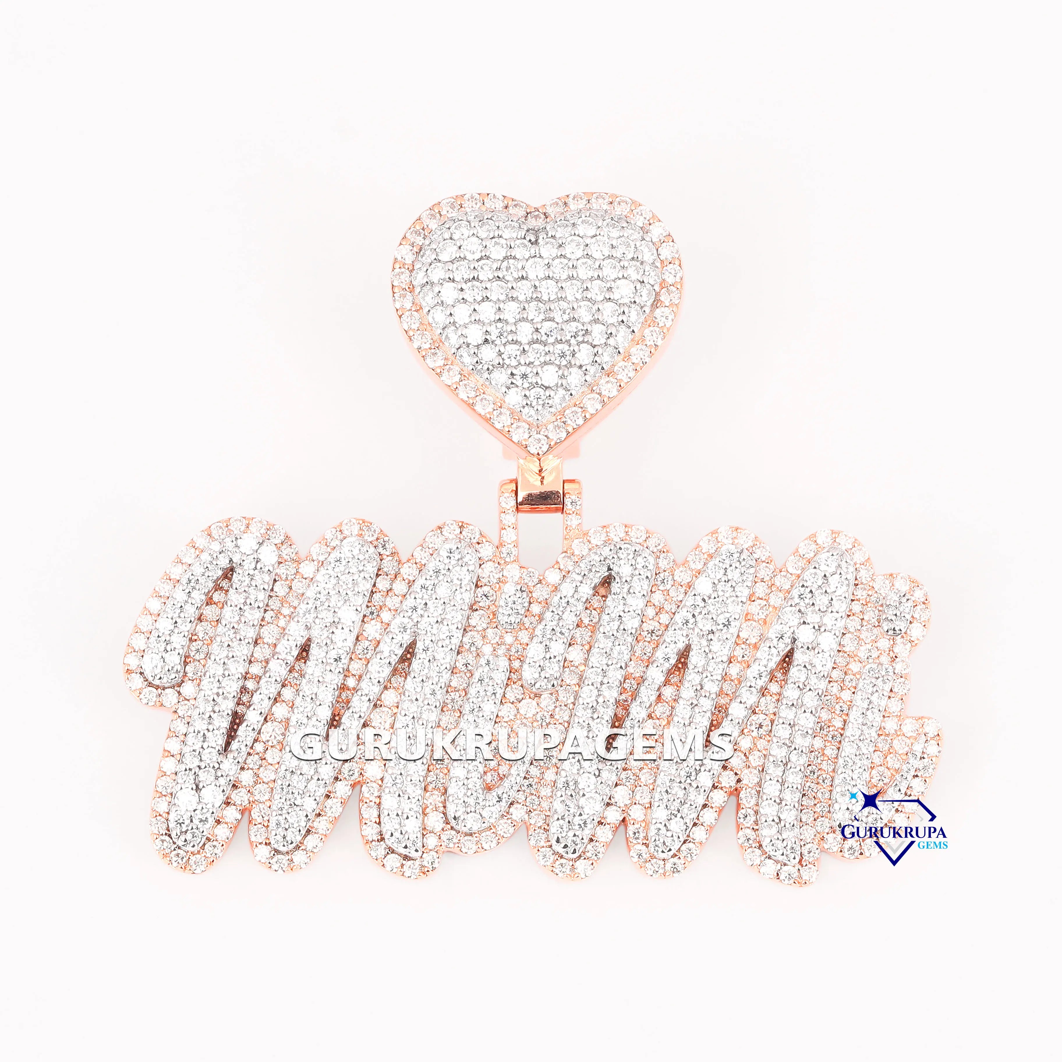 Trendy Hip Hop Name Pendant Custom Lab Grown Diamond 925 Sterling Silver Iced Out Heart Bail Design Pendant For Unisex