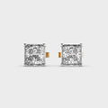 1.00 Carat Princess Shape Lab Grown Diamond Stud Earring 14K Yellow Gold VVS Clarity E Color IGI Certified Stud Diamond Earring