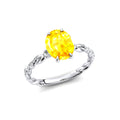 18k Solid Gold Lab Grown Yellow Sapphire Gemstone & Real Diamonds Ring Fine Jewelry Classic Wedding Engagement Ring OEM