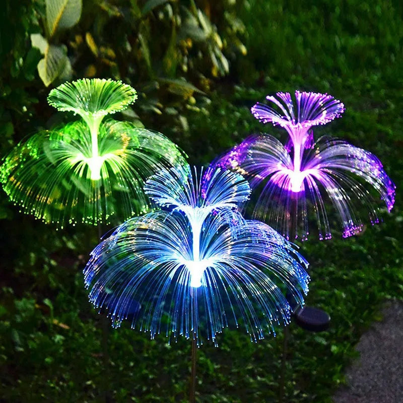 1PC Solar Garden Lights, Waterproof Double-Layer Jellyfish Solar Lights for Outside, 7 Color Changing Solar Jellyfish Lights