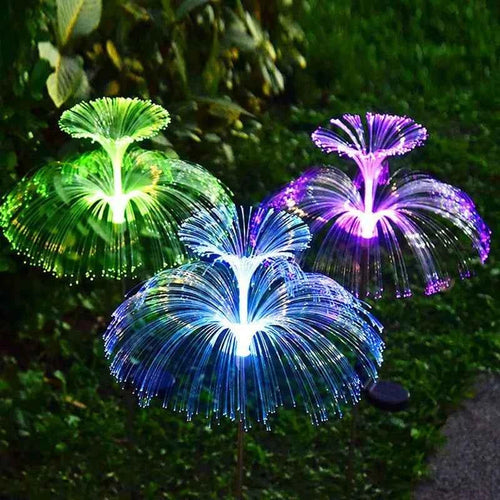 1PC Solar Garden Lights, Waterproof Double-Layer Jellyfish Solar Lights for Outside, 7 Color Changing Solar Jellyfish Lights