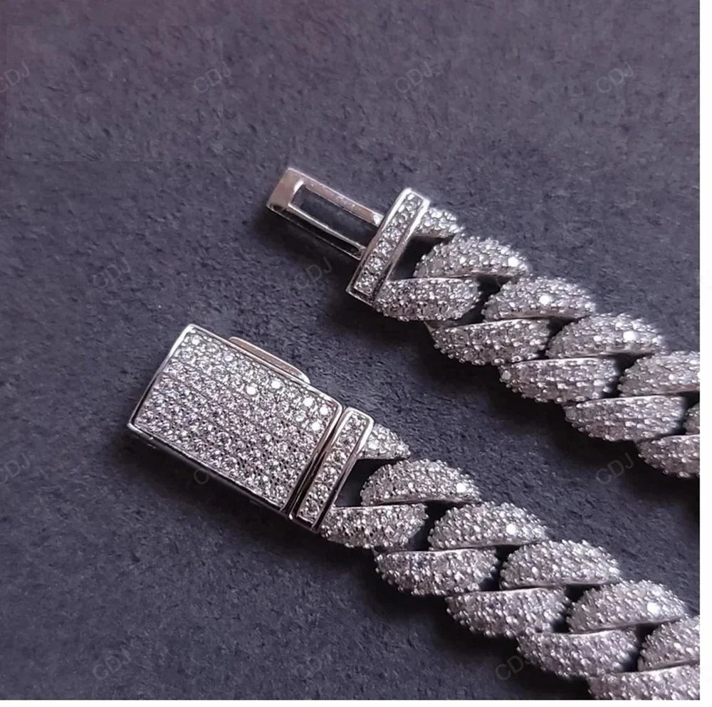Factory Wholesale Price Hip Hop Jewelry 10mm 22 Inch 925 Sterling Silver Gold Plated VVS Iced Moissanite Cuban Link Chain GRA