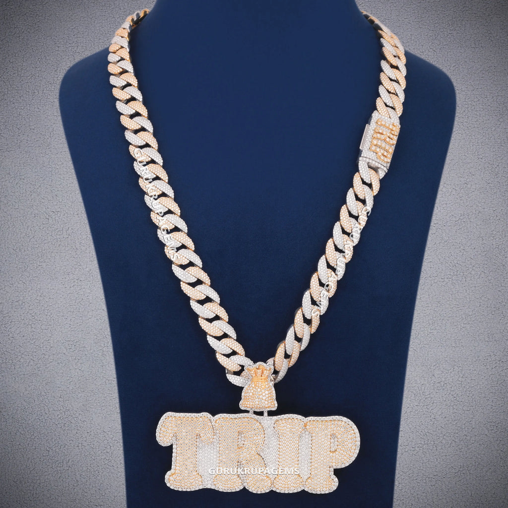 High Quality Hand-made Custom Hip Hop Pendant Necklace Iced Out Fashion 925 Silver VVS Moissanite Name Letter Pendant Mens