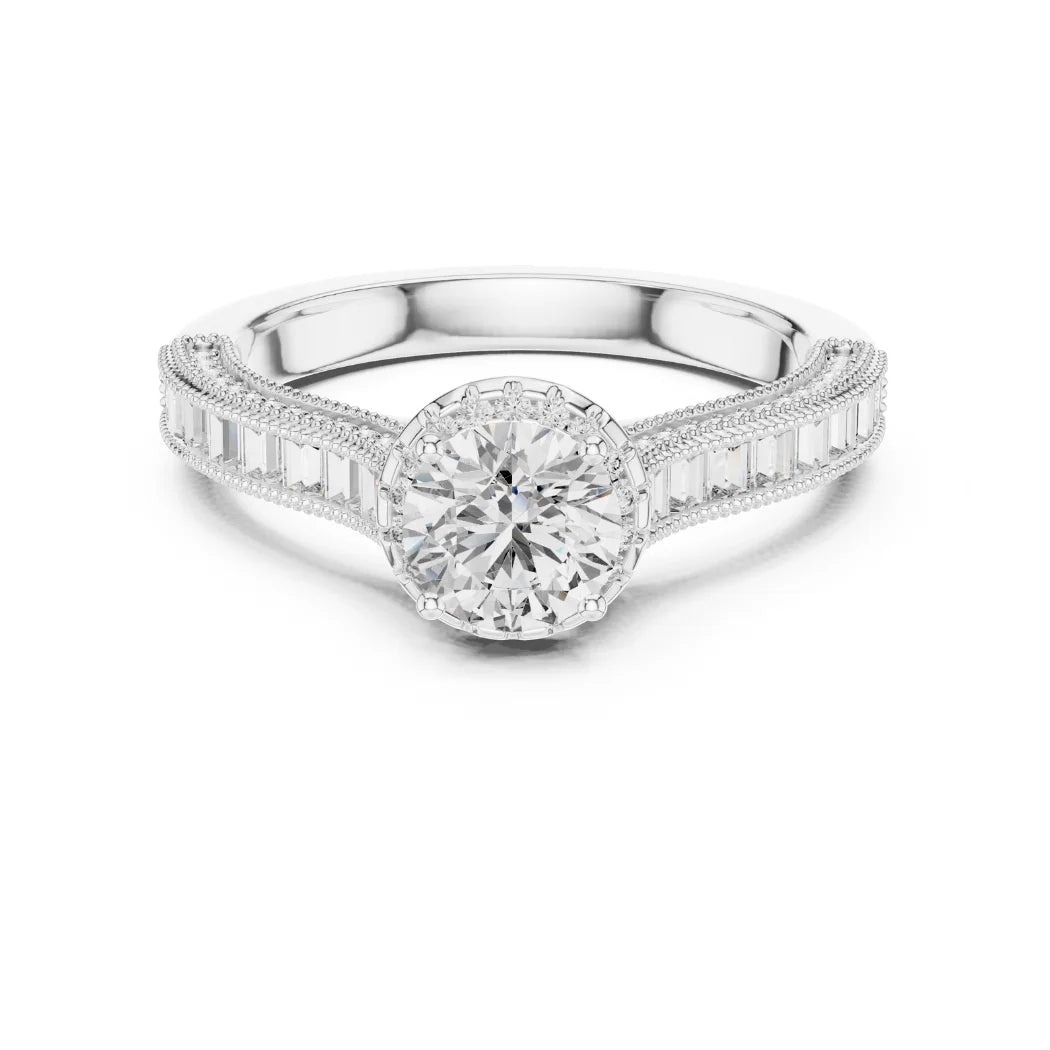 Trendy Fancy Round and Baguette Diamond Ring IGI Certified Lab Grown Stones Perfect for Engagement Wedding Luxury Gifts