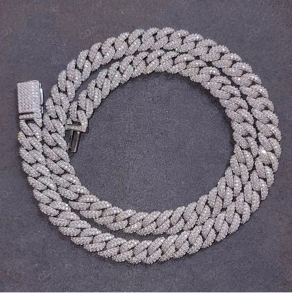 Factory Wholesale Price Hip Hop Jewelry 10mm 22 Inch 925 Sterling Silver Gold Plated VVS Iced Moissanite Cuban Link Chain GRA