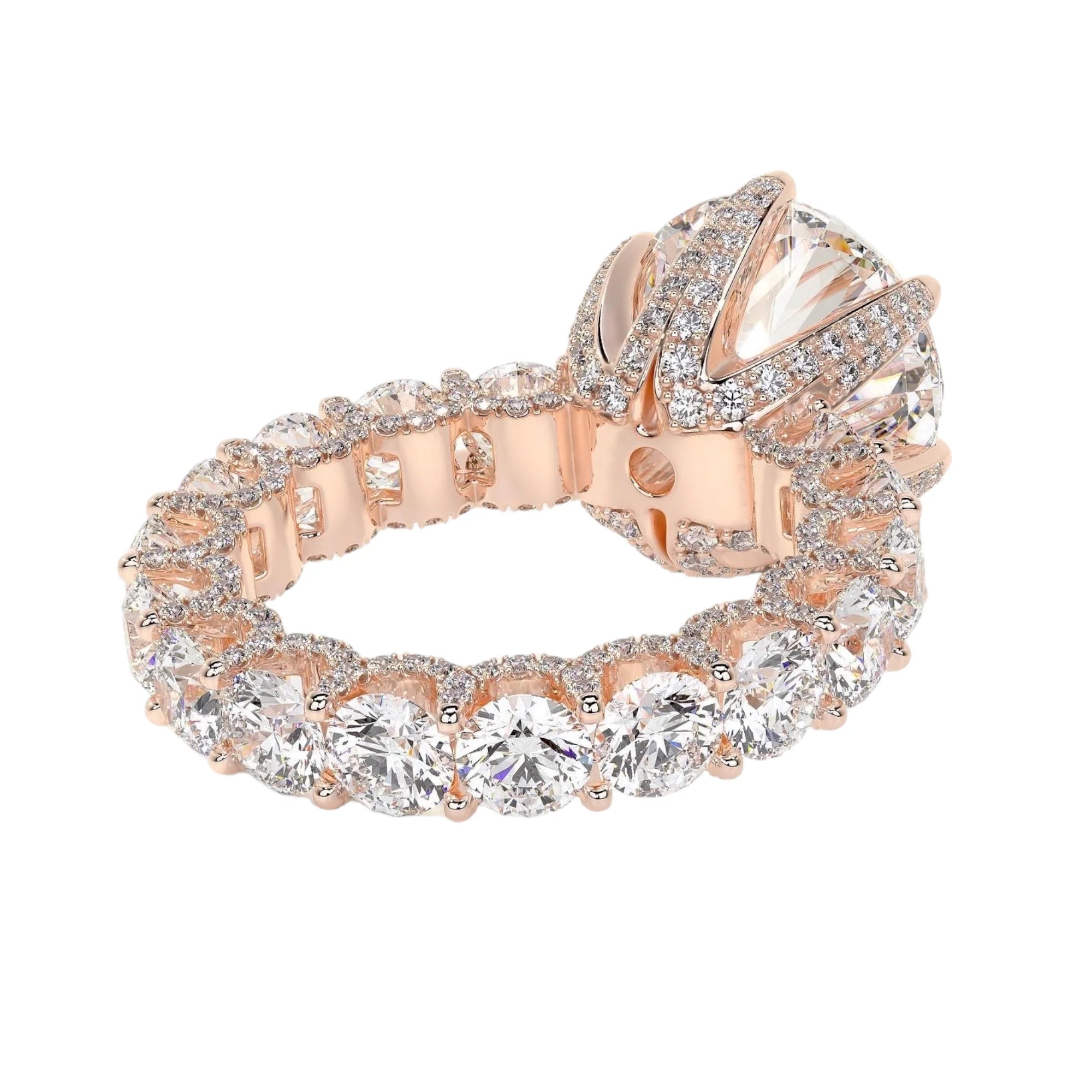 Women's Luxury Lab-Grown Diamond Engagement Rings Iced Wedding Rhodium Plated 14K/18K Sterling Silver Classic Certified