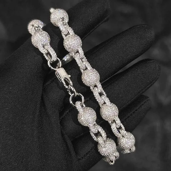 10.5mm Ball Chain Moissanite S925 For Women Men Iced Out Chain Hip Hop Jewelry Pass Diamonds Tester With GRA Free Shipping