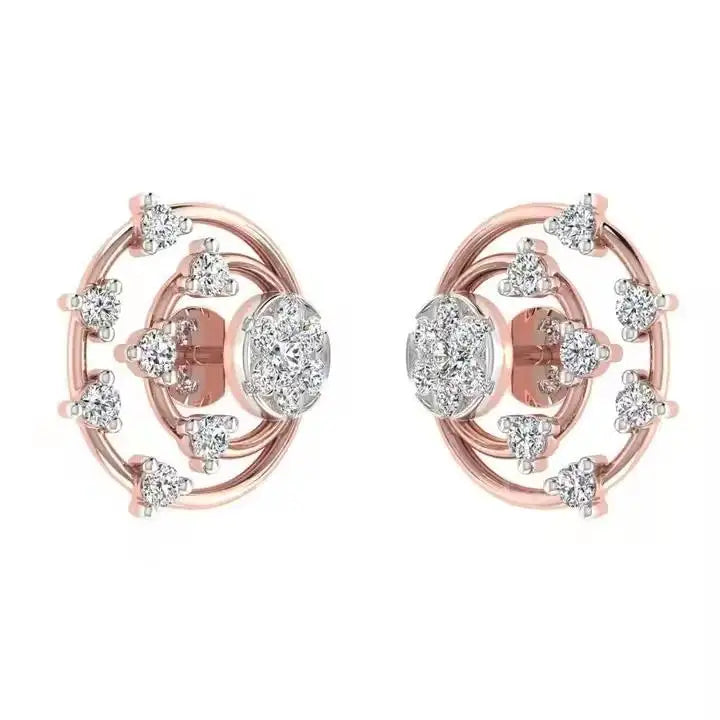Luxira Customized Rose Gold Lab Grown Diamond Earrings Rhodium Plated IGI Certified Classic Style Anniversary Engagement Gift