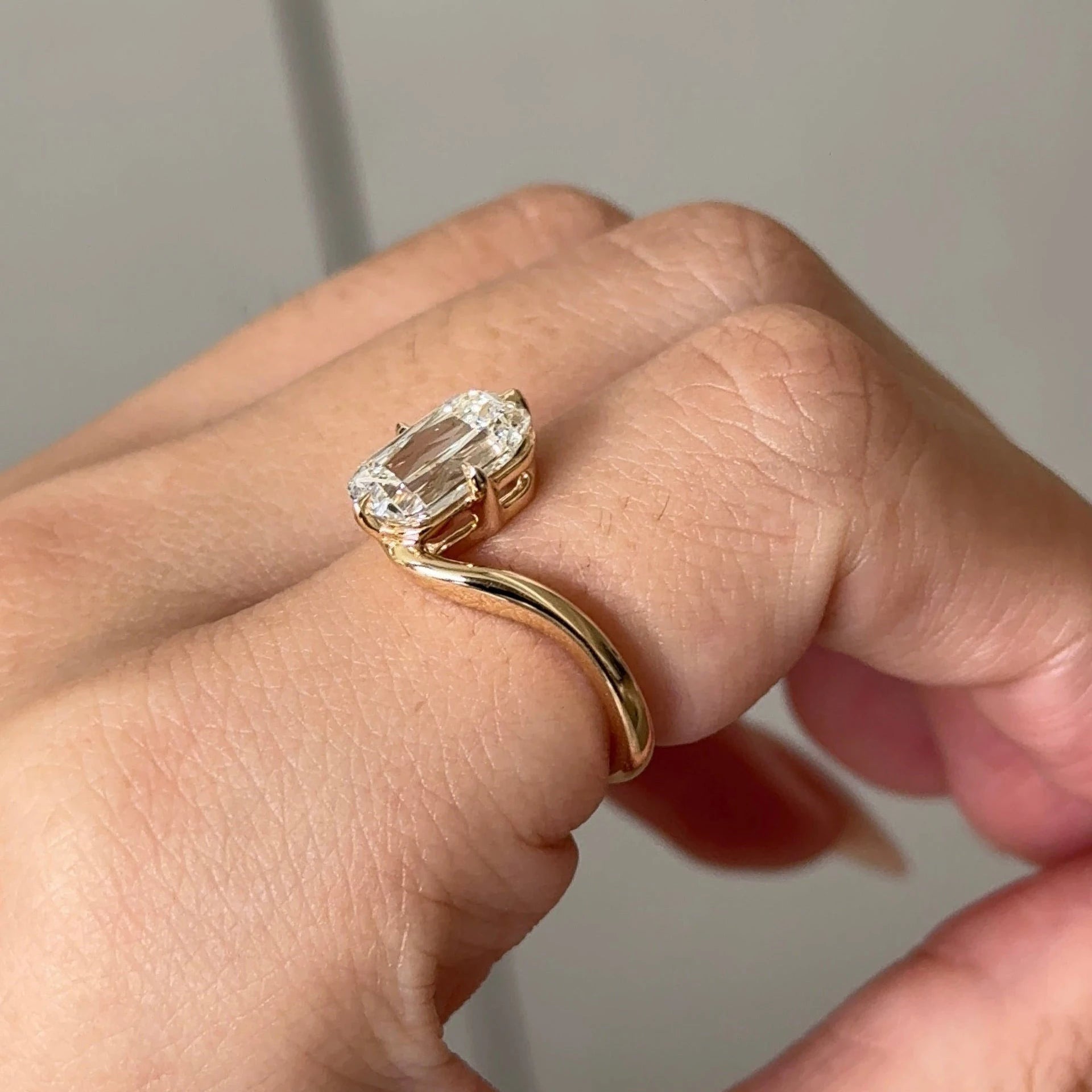 2CT Ashoka Cut Lab Grown Diamond 10K Solid Gold Criss Cut Bypass Engagement Ring Gold Plated Luxury