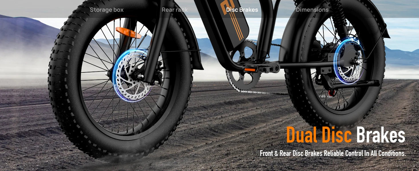 URLIFE T2 1500W E-Bike 48V 15.6Ah Battery 28MPH 100Mi Range 20X4" Fat Tire Free Shipping
