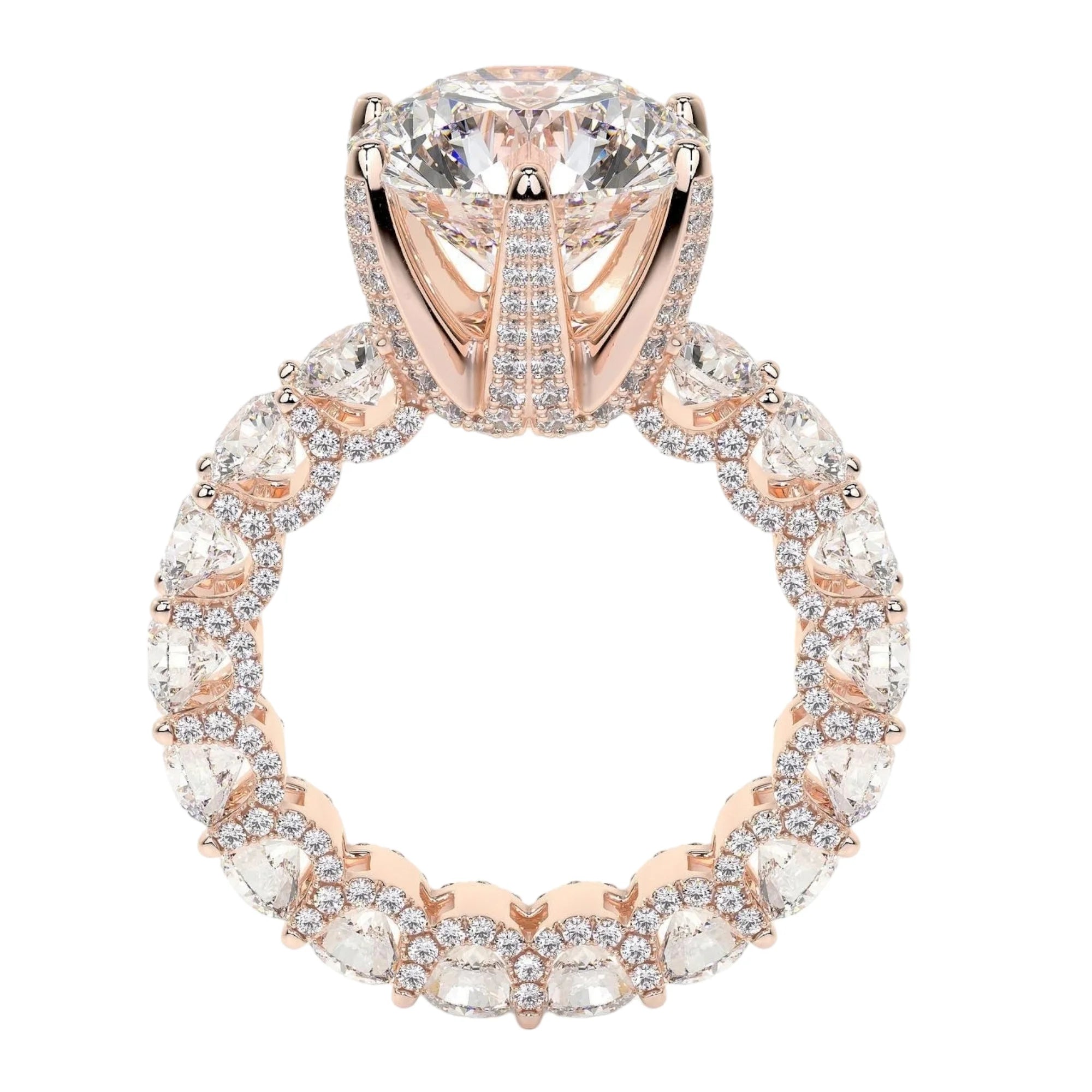 Women's Luxury Lab-Grown Diamond Engagement Rings Iced Wedding Rhodium Plated 14K/18K Sterling Silver Classic Certified