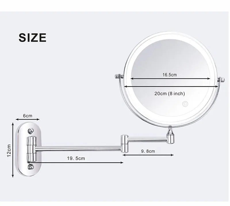 8 Inch Makeup Mirror Gold 3x/5x/7x/10x Magnifying Double Side USB Charging Bathroom 3 Color Light Cosmetic Mirrors