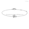 Solid 14K Yellow Gold SI Clarity G-H Color Diamond Star Charm Chain Bracelet Genuine Gold Jewelry Wholesale