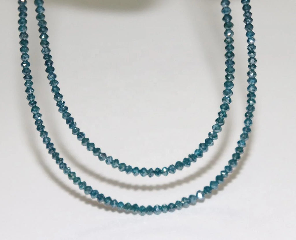 AAA Grade Natural Blue Diamond Faceted Rondelle Beads 1.8-2.2mm 11.5 Carat 38cm Strand Length Hole Diameter 0.5mm Indian Gem