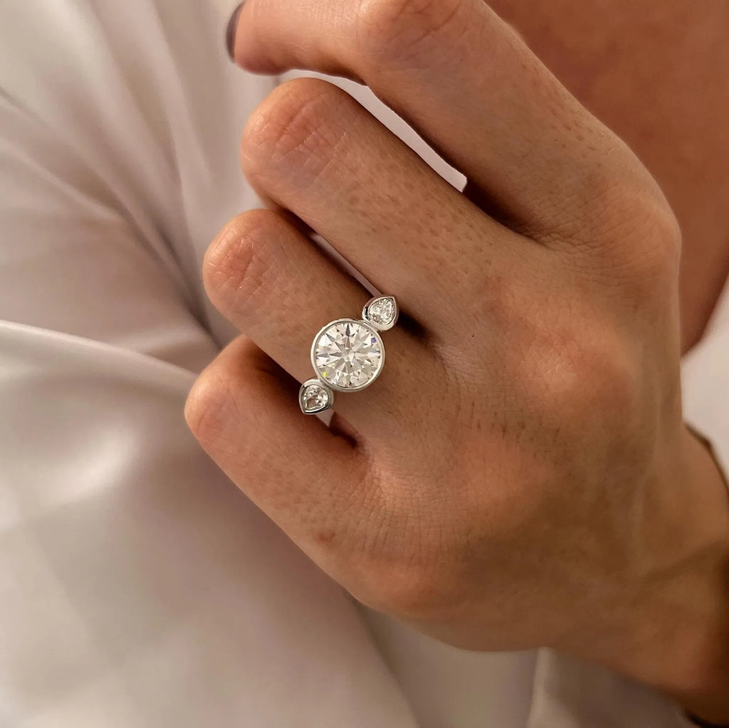 2.02CT Lab Grown Round Cut Diamond Three Stone Ring 14K White Gold With IGI Certified Proposal Engagement Gift for Lovers Charms