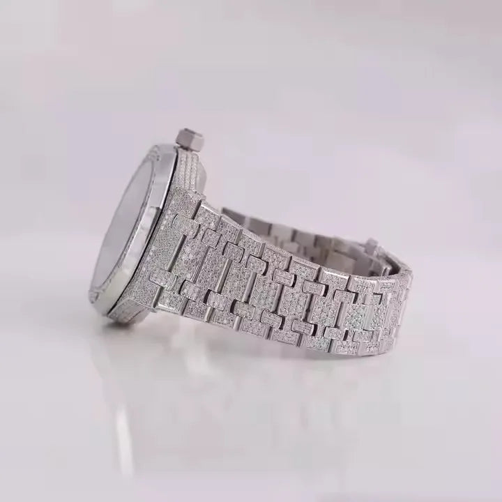 Fancy Vvs1 Men's  Hip Hop Bust Down Iced Out Moissanite Watch Best selling Wholesale Price and Free Shipping Luxury Watch