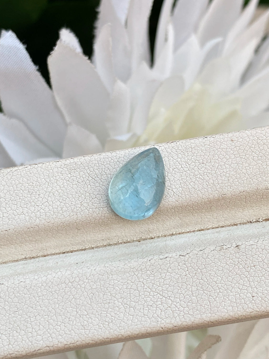 Excellent Natural Top Color Aquamarine Pear Shape Cabochon Stone With Good Luster Loose Gemstone for Making Jewelry 3.42 Carat
