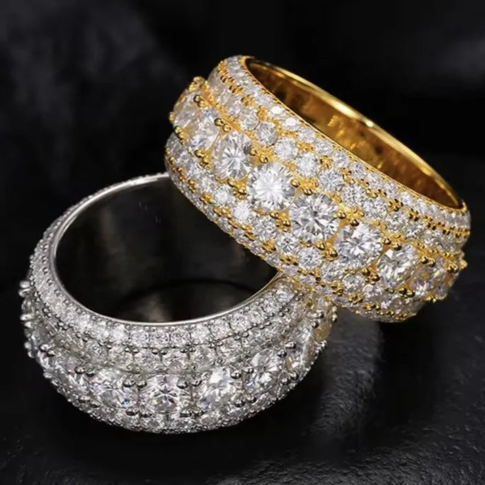 Fully Iced VVS Moissanite Sterling Silver Ring IGI Certified Gold Hip Hop Unisex Custom Star Championship Brilliant Cut Prong