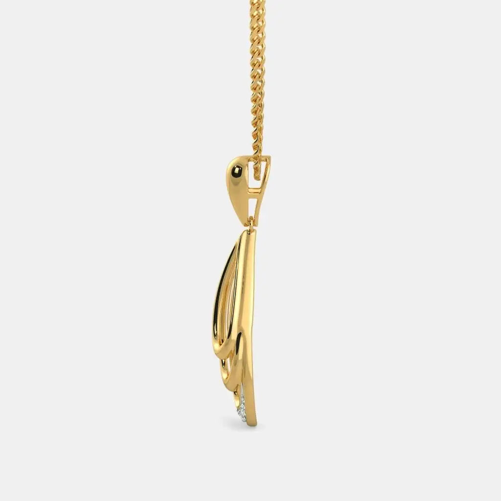 18Kt Yellow Gold Stainless Steel Pendant 0.1730 Ct Diamonds 2.764 Gram Fashion Necklace for Engagement Religious Style Strand
